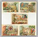 trade cards on African colonies published by Chocolat Poulain Orange